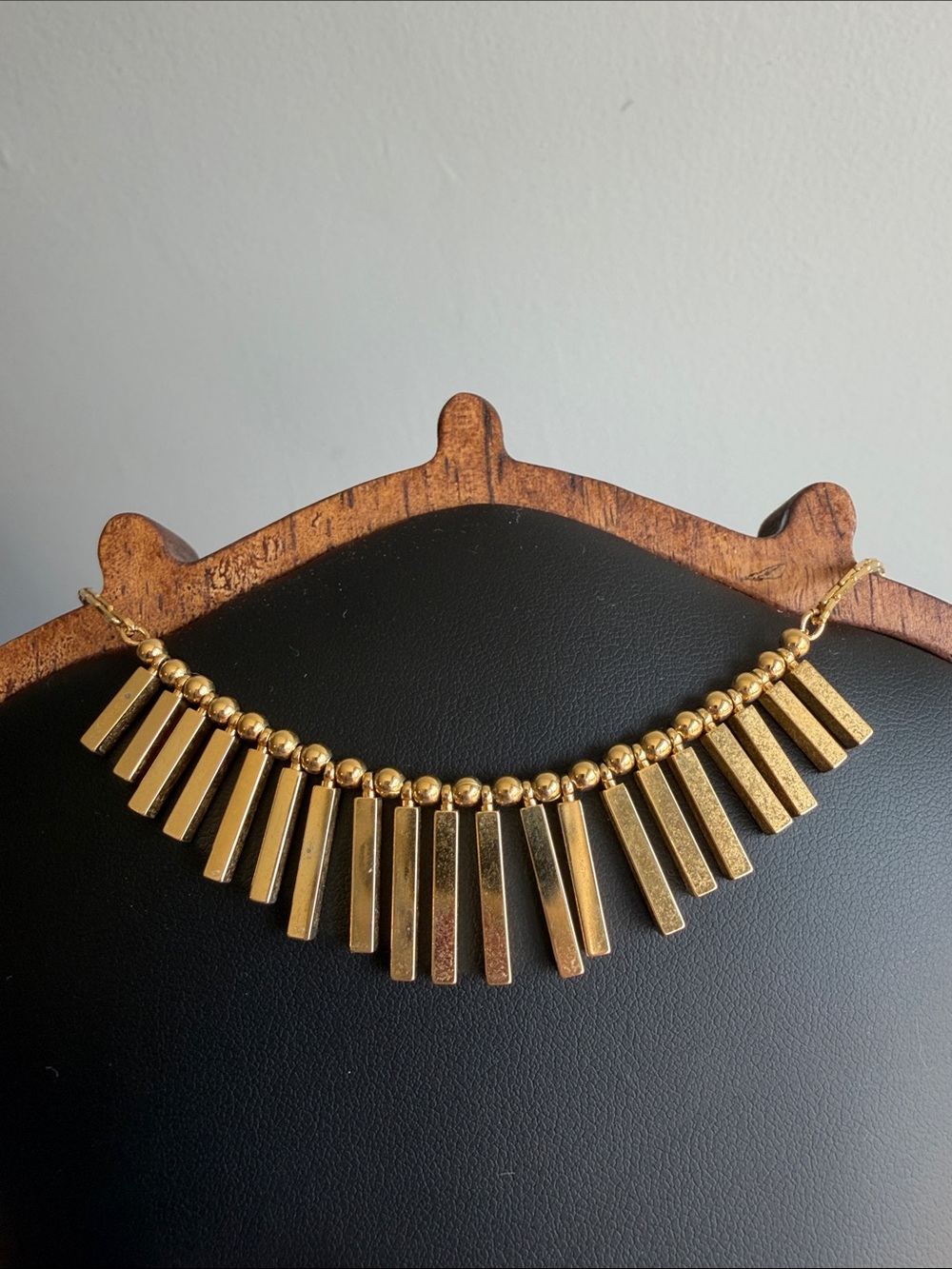 Vintage Napier Gold Bar Fringe Necklace — Elegant , Unique - Picture 2 of 6